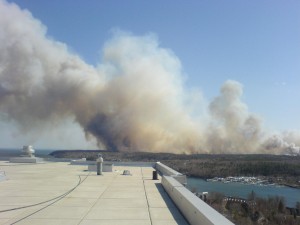 Looking at the fire from the Observatory