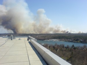 Looking at the fire from the Observatory