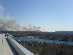 Looking at the fire from the Observatory