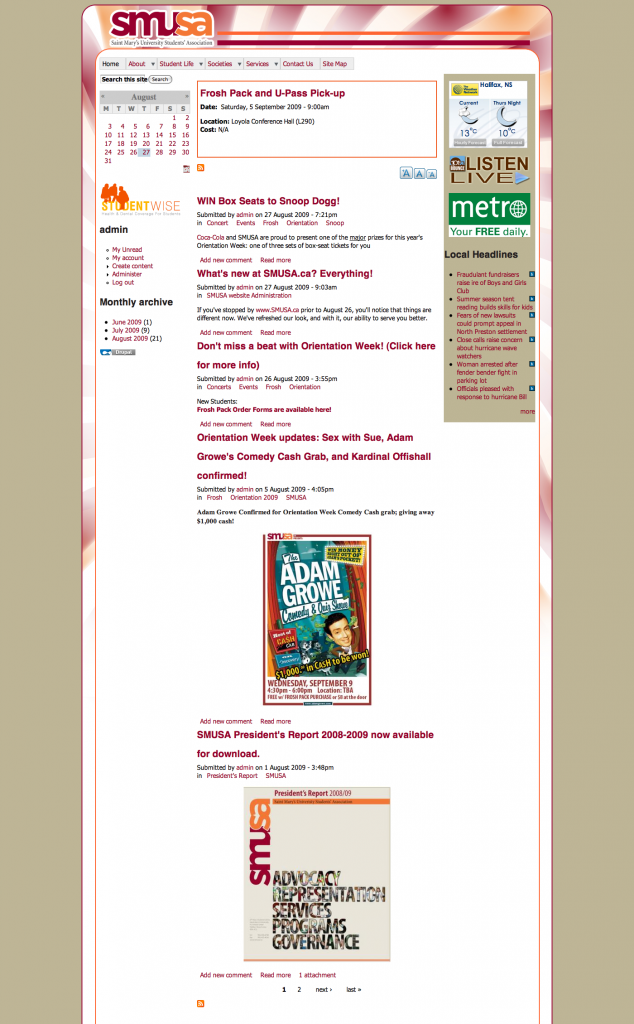 SMUSA website (Aug 2009 - Present)